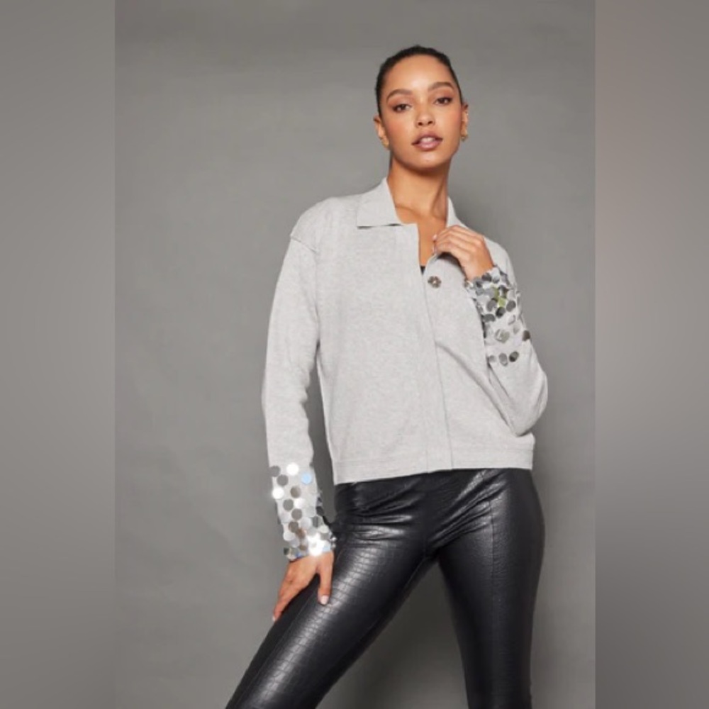 Lisa Todd Light Gray Sequin Women's Blazer